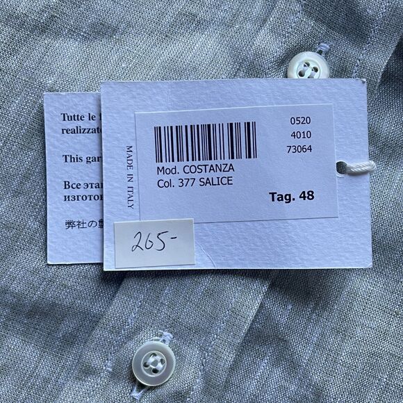 NWT Amina Rubinacci Napoli Costanza Green Italy 100% Linen Shirt Size 48 Women - Picture 5 of 13